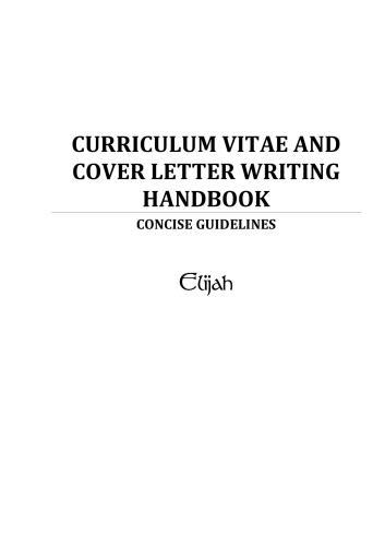 Curriculum vitae (resume) and cover letter writing handbook: concise guidelines