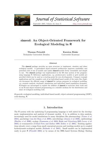 simecol: An Object-Oriented Framework for Ecological Modeling in R + Code