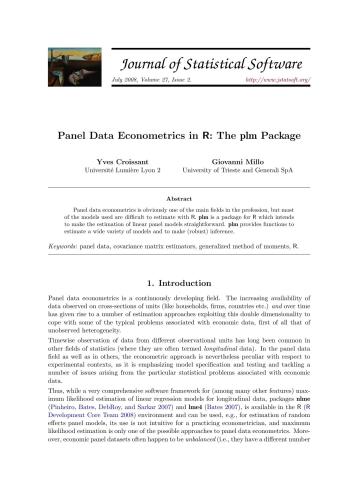 Panel Data Econometrics in R: The plm Package + Code