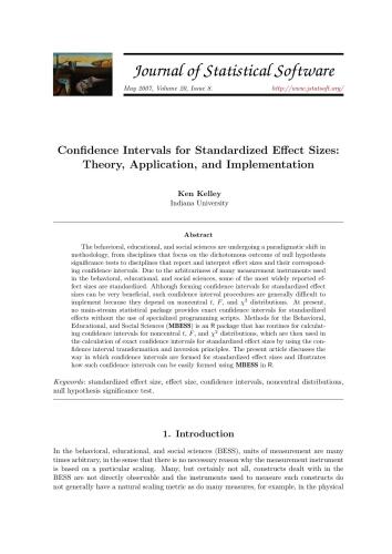 Confidence Intervals for Standardized Effect Sizes: Theory, Application, and Implementation + Code