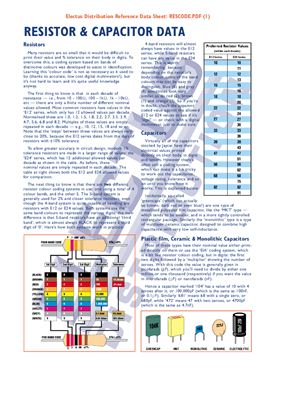 Resistor and capacitor data