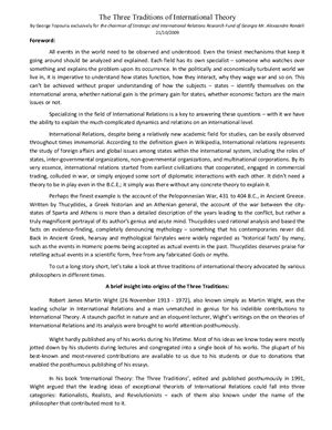 Theree Traditions of International Theory