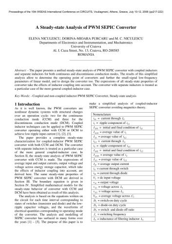 A Steady-state Analysis of PWM SEPIC Converter