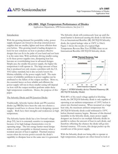 High Temperature Performance of Diodes