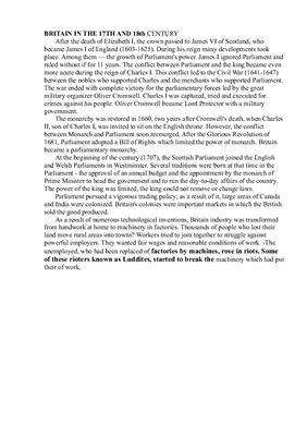 Britain in the 17th and 18th Century