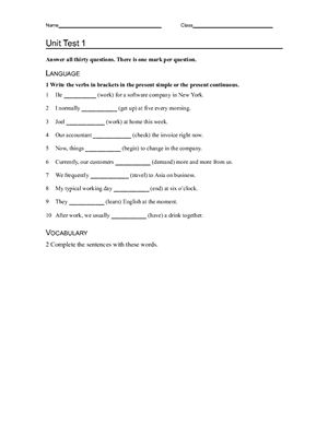 Business English Pre-Intermediate Unit Tests