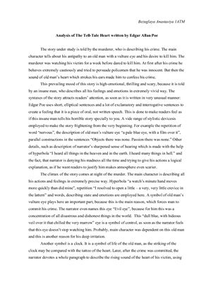 Analysis of The Tell-Tale Heart written by Edgar Allan Poe