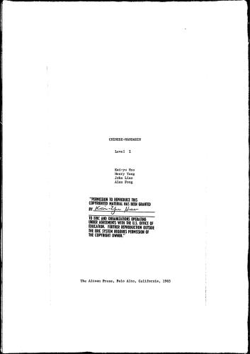 Chinese-Mandarin. Level I