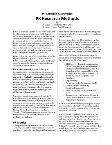 PR Research Methods
