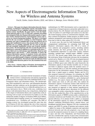 New Aspects of Electromagnetic Information Theory for Wireless and Antenna Systems