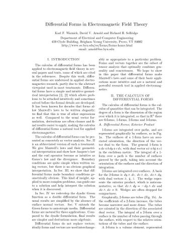 Differential Forms in Electromagnetic Field Theory