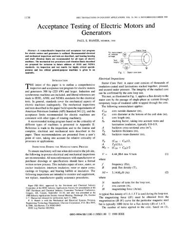 Acceptance testing of electrical motors and generators