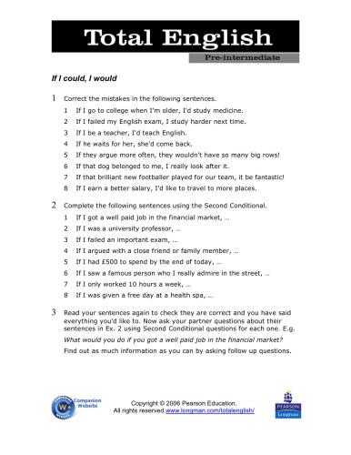 Total English Pre-Intermediate. Additional Worksheets