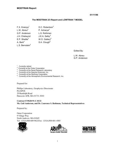 The MODTRAN 2/3 Report and LOWTRAN 7 Model