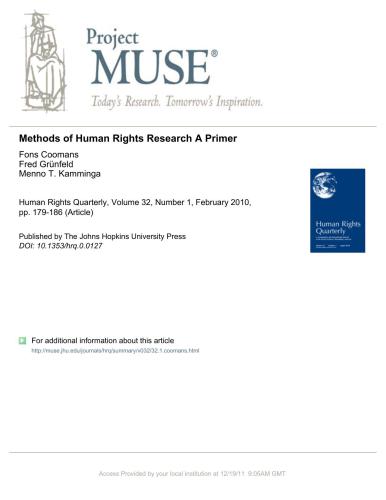 Methods of Human Rights Research: A Primer