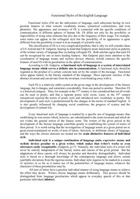 Functional Styles of the English Language