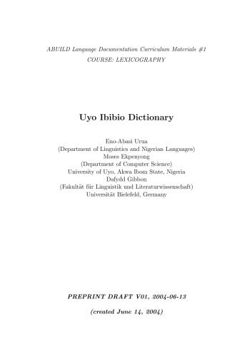Uyo Ibibio Dictionary