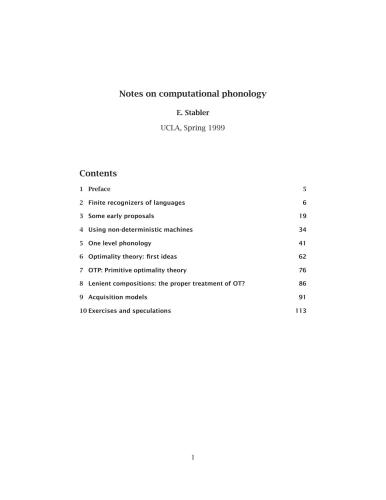 Notes on Computational Phonology