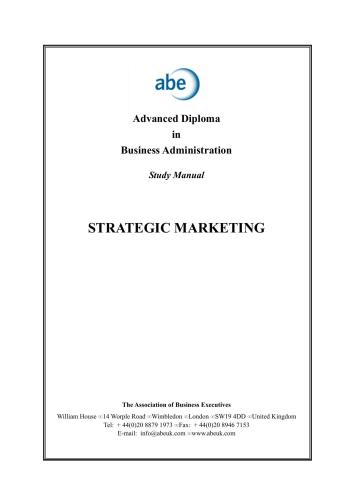 Assosiation of Business Execution (ABE). Strategic marketing