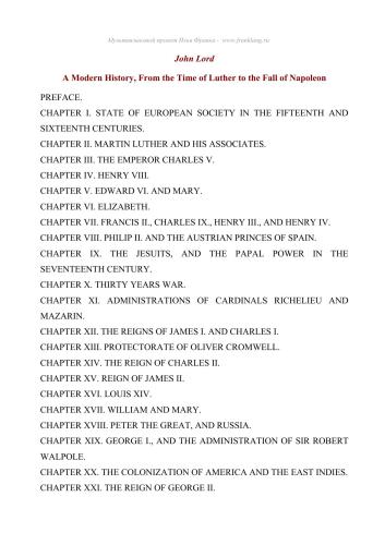 A Modern History, From the Time of Luther to the Fall of Napoleon