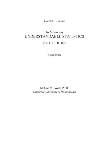 Excel 2010 Guide To Accompany Understandable Statistics