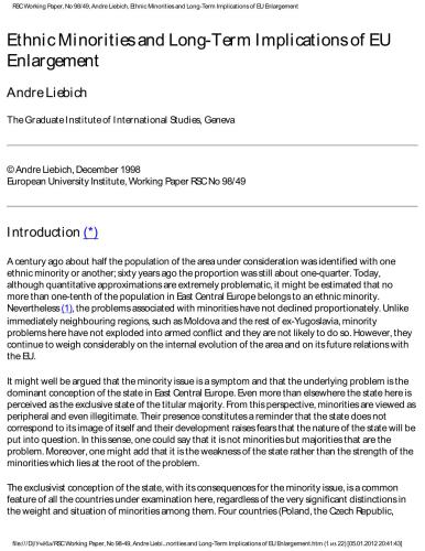 Liebich Andre, Ethnic Minorities and Long-Term Implications of EU Enlargement