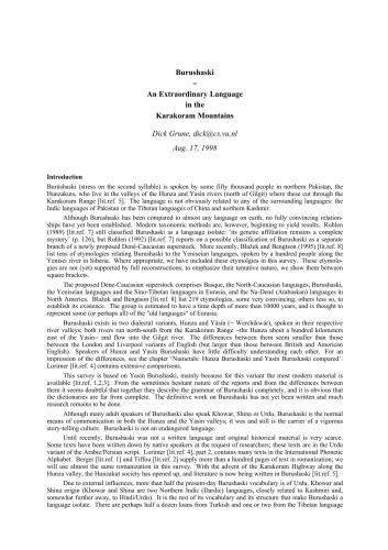 Burushaski − An Extraordinary Language in the Karakoram Mountains