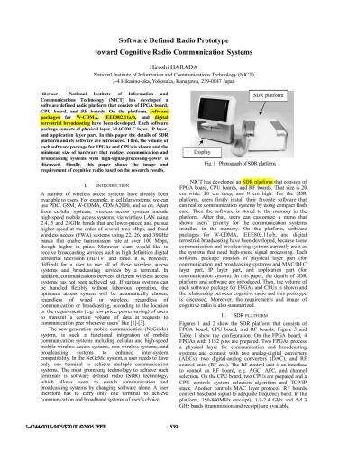 Software Defined Radio Prototype toward Cognitive Radio Communication Systems