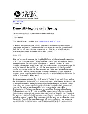 Demystifying the Arab Spring
