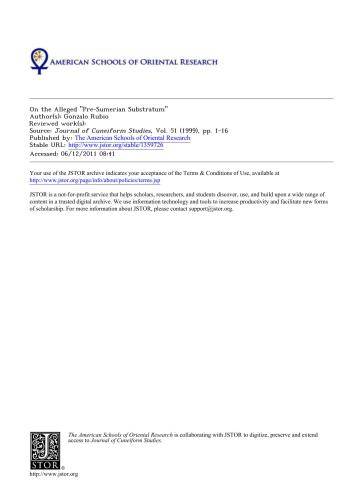 On the alleged Pre-Sumerian substratum