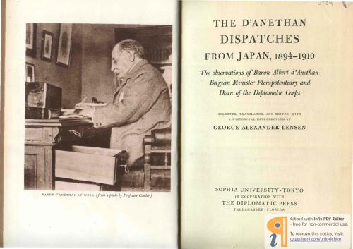 The d'Anethan Dispatches from Japan, 1894-1910