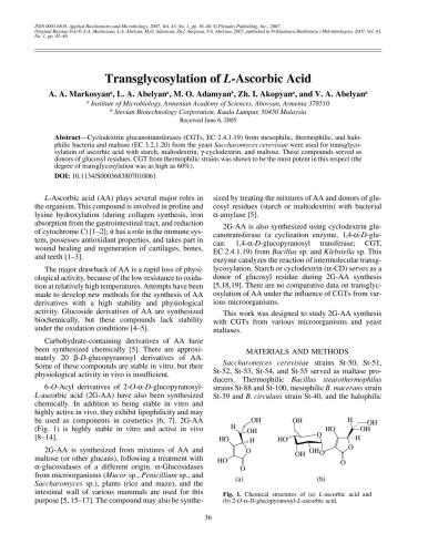 Transglycosylation of L - Ascorbic Acid