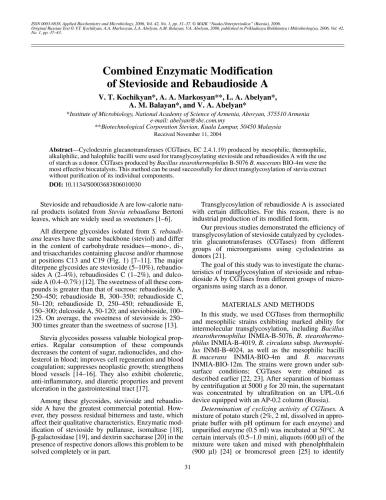 Combined Enzymatic Modification of Stevioside and Rebaudioside A
