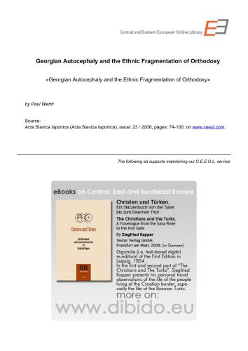 Georgian Autocephaly and the Ethnic Fragmentation of Orthodoxy