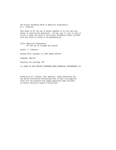 Todhunter Spherical trigonometry