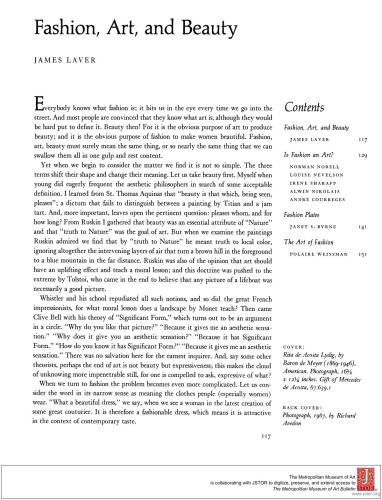 Fashion, Art, and Beauty (an excerpt from a book)