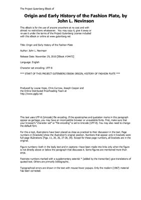 Origin and Early History Of the Fashion Plate