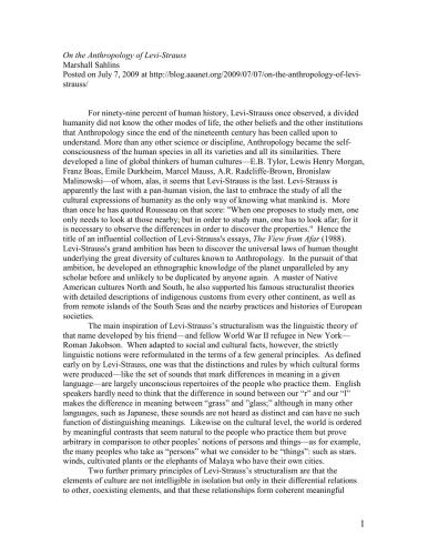 On the Anthropology of Levi-Strauss