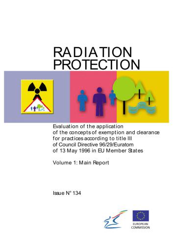 Radiation Protection, Iss.134. Evaluation of the application of the concepts of exemption and clearance for practices according to title III of Council Directive 96/29/Euratom of 13 May 1996 in EU Member States. Vol.1: Main Report