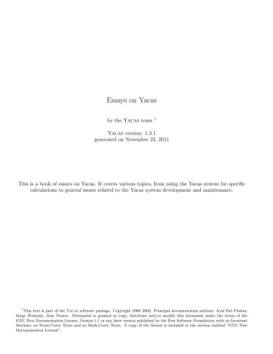 Essays on Yacas