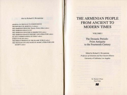 The Armenian People From Ancient to Modern Times, Volume I: The Dynastic Periods: From Antiquity to the Fourteenth Century