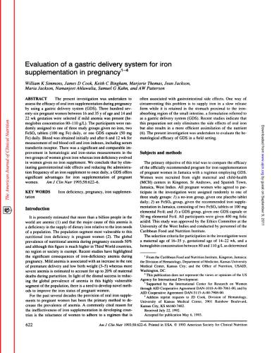 Evaluation of a gastric delivery system for iron supplementation in pregnancy