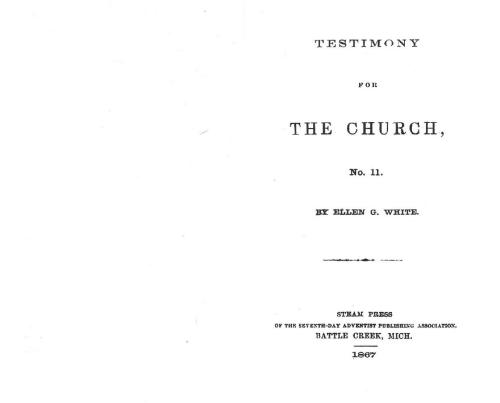 Testimony for the Church No 11. 1867