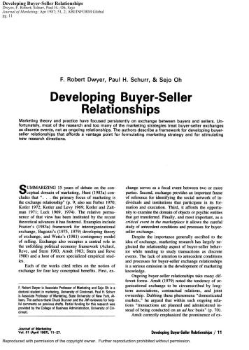 Developing buyer-selling relationships