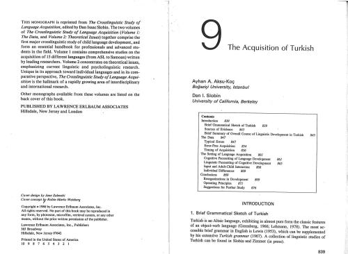 Acquisition of Turkish