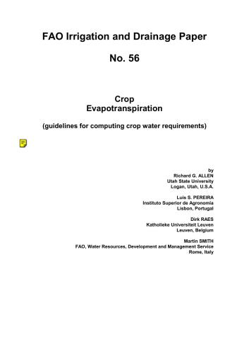 Smith. Crop Evapotranspiration (guidelines for computing crop water requirements)