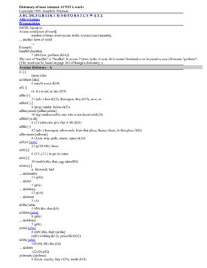 Dictionary of most common Avesta words