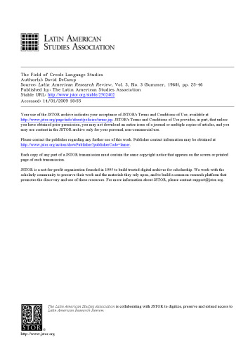 The Field of Creole Language Studies