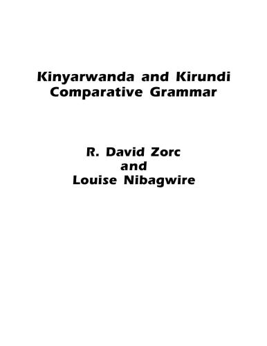 Kinyarwanda and Kirundi Comparative Grammar