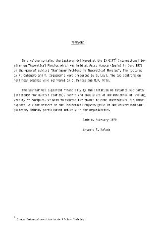 Nonlinear Problems in Theoretical Physics